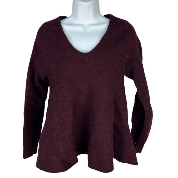 Atelier Camille Plum V-Neck Sweater Womens Size Medium Long Sleeve - Picture 1 of 10